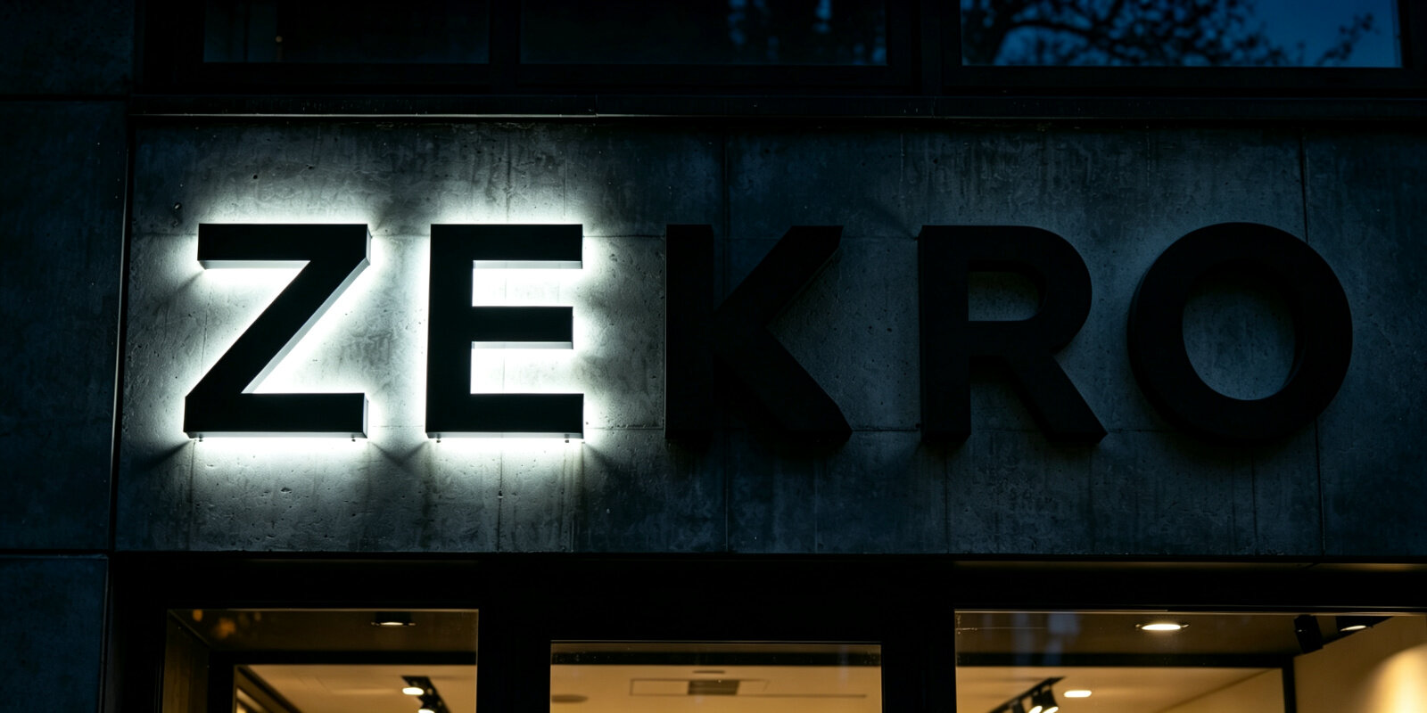 Channel letter sign with one dead dark letter at night